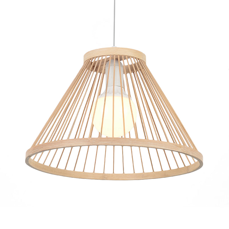 Bamboo Conical Shade Pendant Light - Modern Style Beige Ideal For Living Room