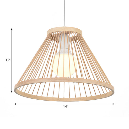 Bamboo Conical Shade Pendant Light - Modern Style Beige Ideal For Living Room