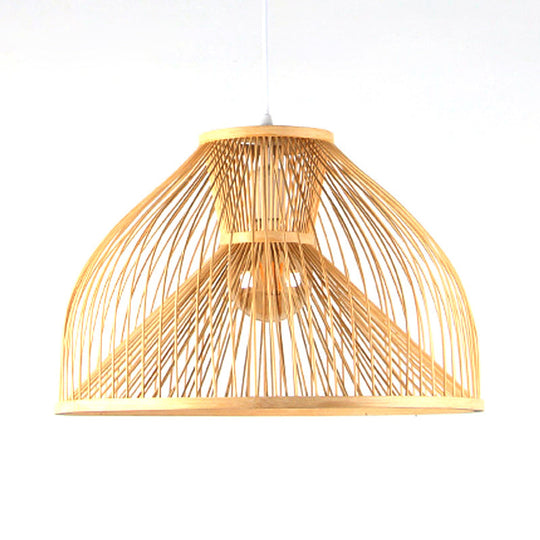 Stylish Asian 1-Light Bamboo Pendant Lamp For Dining Room Ceiling Fixture