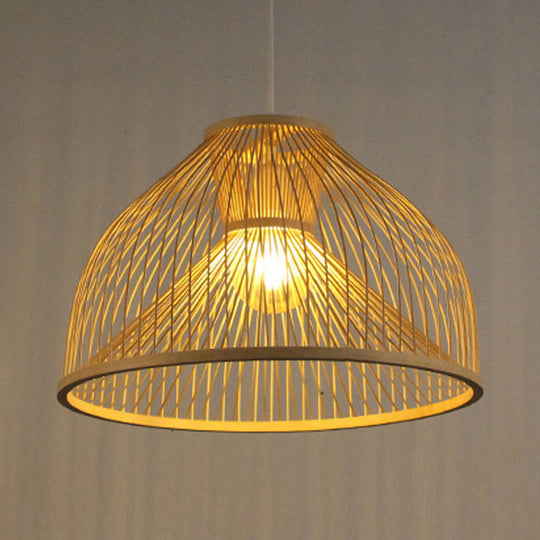 Stylish Asian 1-Light Bamboo Pendant Lamp For Dining Room Ceiling Fixture