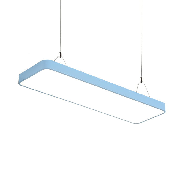 Simplicity Metal Led Rectangular Hanging Lamp - 47 Long White/Blue/Yellow Office Ceiling Pendant