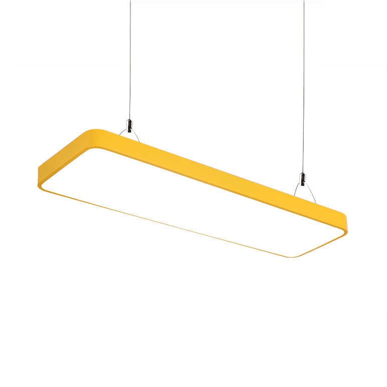 Simplicity Metal Led Rectangular Hanging Lamp - 47 Long White/Blue/Yellow Office Ceiling Pendant