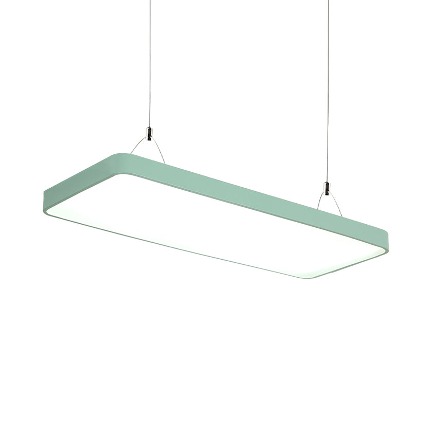 Simplicity Metal Led Rectangular Hanging Lamp - 47 Long White/Blue/Yellow Office Ceiling Pendant