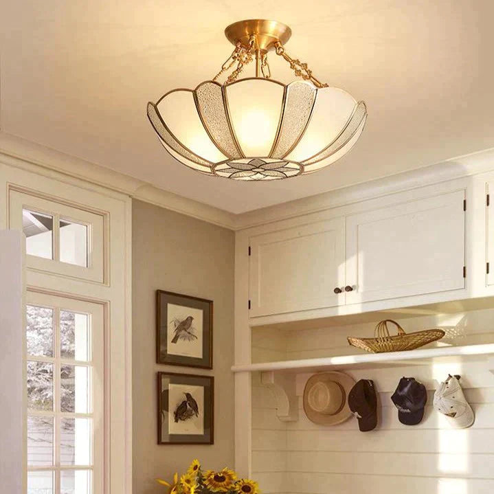 Country Style Room Living Copper Ceiling Lamp