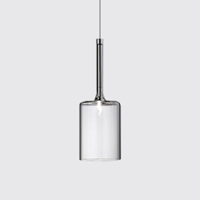 Modernist Glass Led Pendant Light Fixture - Cylindrical/Drum Design Nickel Finish 1 Grey/Red/Orange