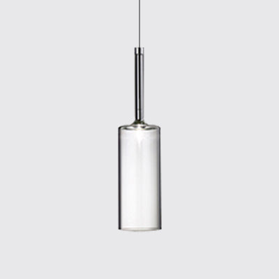 Modernist Glass Led Pendant Light Fixture - Cylindrical/Drum Design Nickel Finish 1 Grey/Red/Orange