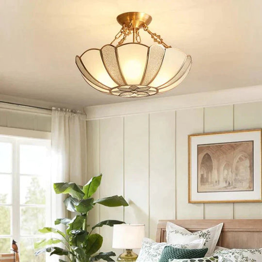 Country Style Room Living Copper Ceiling Lamp