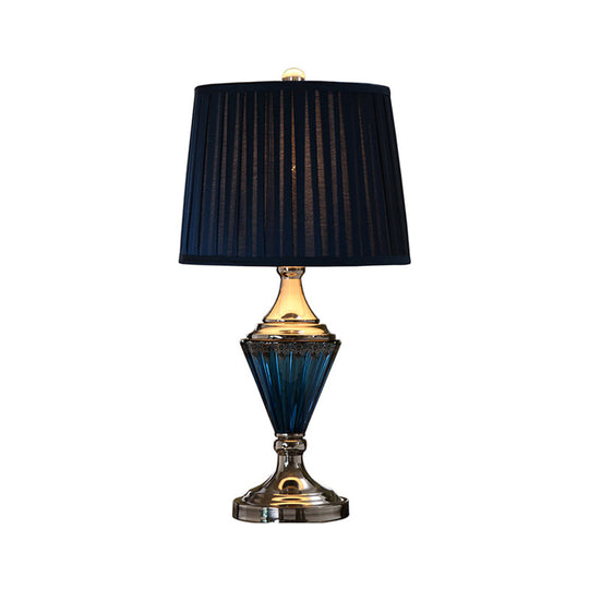 Rolande - Vintage Black Barrel Shade Night Table Lamp Vintage Style Pleated Fabric 1 Bulb Bedroom Desk Light