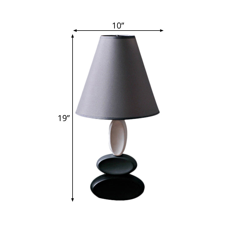 Traditional Fabric Bedside Lamp - Grey Tapered Shape Reading Book Light 1 Bulb Night Table