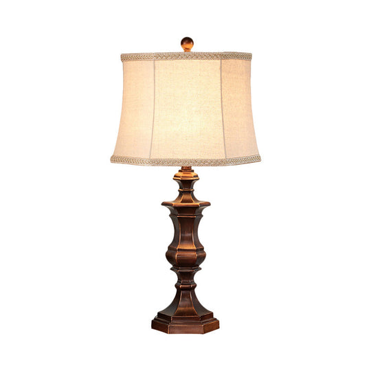 Vintage Style Bronze Flared Bedside Lamp - Fabric Shade 1-Head Nightstand Light