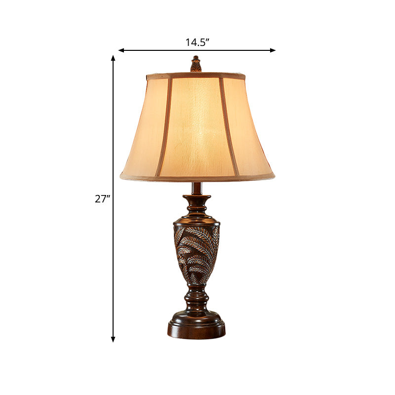 Bell Shaped Bronze Table Lamp With Resin Base - Traditional Desk Light 1-Light Design