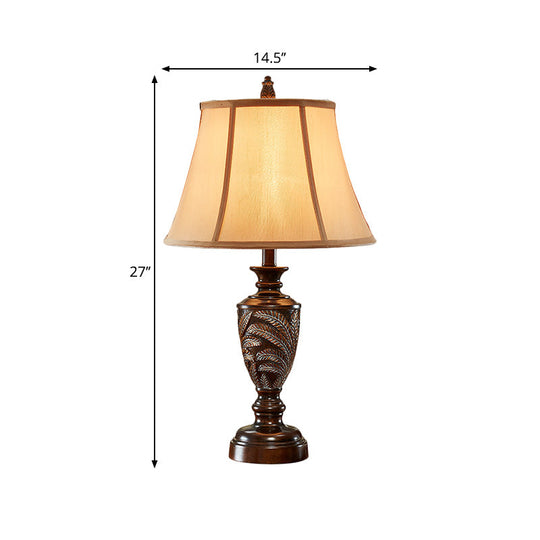 Bell Shaped Bronze Table Lamp With Resin Base - Traditional Desk Light 1-Light Design