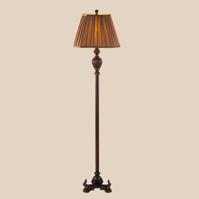 Antique Style Pleated Conical Shade Floor Lamp With Urn-Shaped Base