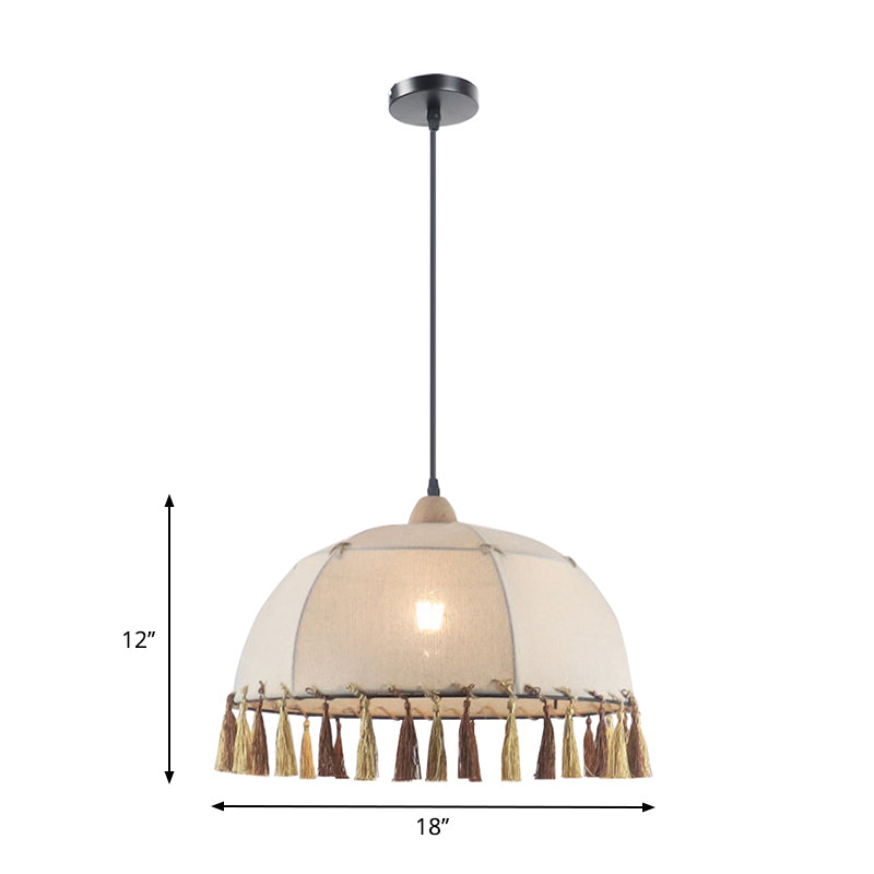 14/18 Wide Vintage Style Fabric Pendulum Light In Flaxen