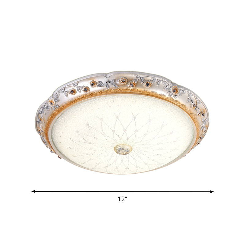 Ivory Glass White Led Flush Mount Lamp Traditional Round Shape 12/16/19.5 Width