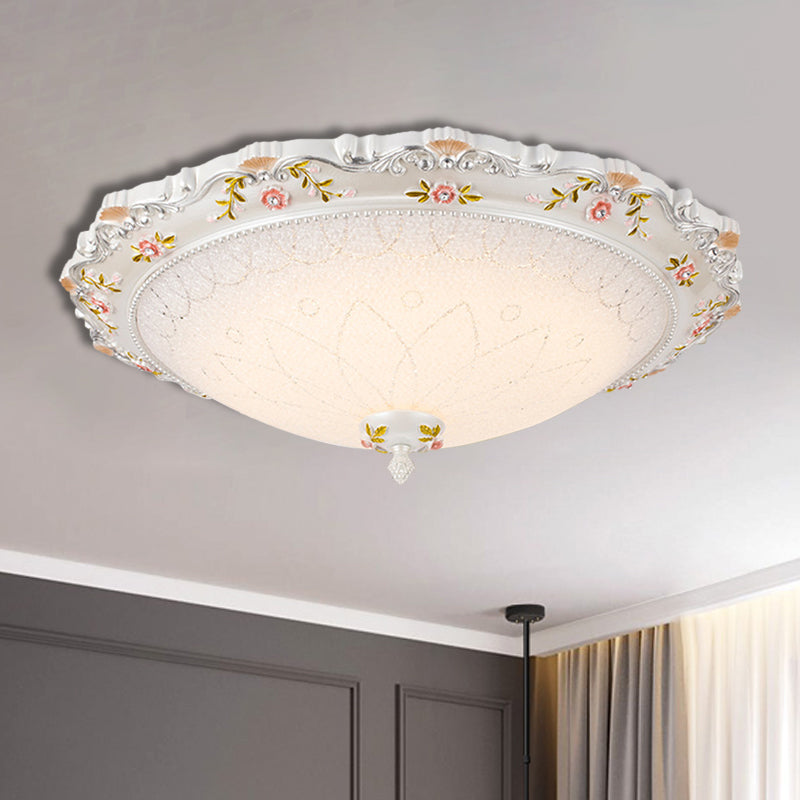 Vintage Style White Opaline Glass Led Flushmount Ceiling Lamp - 14 16.5 21 Wide Warm/White Light