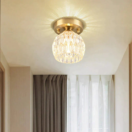 Personalized Crystal Living Room Corridor Lamp Copper Ceiling