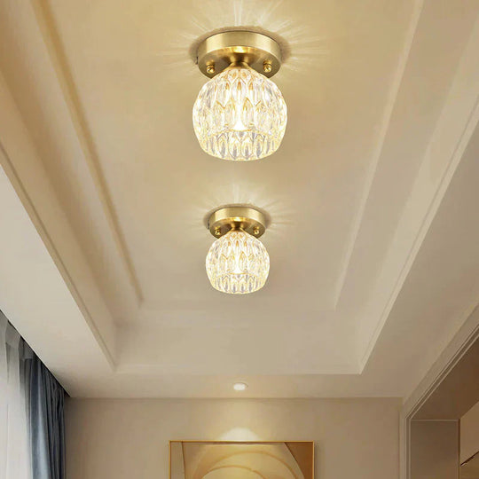 Personalized Crystal Living Room Corridor Lamp Copper Ceiling Lamp