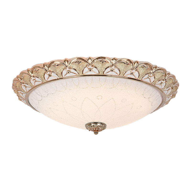 Farmhouse Dome Flush Light Fixture - Cream Glass Led Mount Ceiling Lamp In Gold (14/16/20)