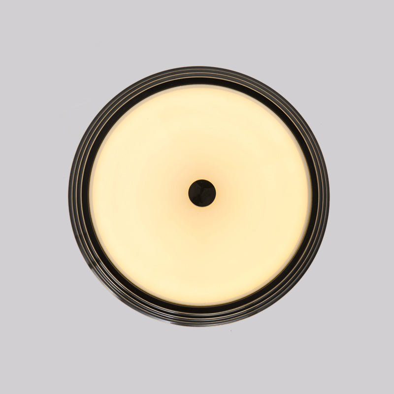 14"/15"/19" Wide Black Country Style Circular LED Flush Ceiling Lighting with Opal Glass - Flush Mount