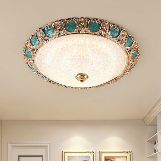 Blue Dome Ceiling Light with LED and Country Cream Glass, in Warm/White Light, Available in 3 Sizes