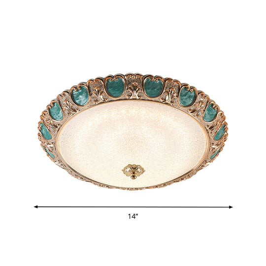 Blue Dome Ceiling Light With Led And Country Cream Glass In Warm/White Available 3 Sizes