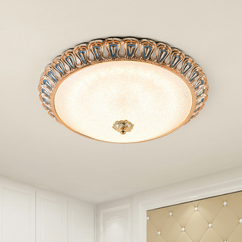 Farmhouse Led Flush Mounted Light With Glass Dome Shade In Gold For Bedroom - Warm/White Options