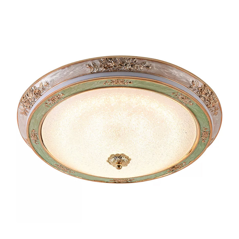 Green Seeded Glass Flush Mount Led Lamp In Warm/White Light Available 3 Sizes: 14 16 19.5