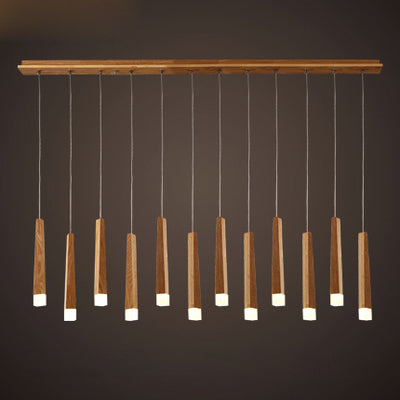 Wooden Led Pendant Light For Dining Room - Matchstick Design With Diffuser Warm/White 1/5/7-Light