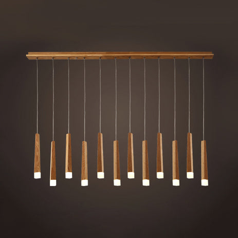 Wooden Led Pendant Light For Dining Room - Matchstick Design With Diffuser Warm/White 1/5/7-Light