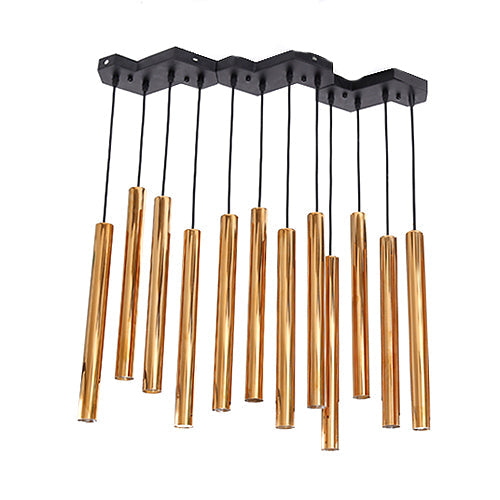 Matar - Postmodern Pipe Pendant Lighting Metal 4/8/12 Lights Gold Integrated Led Cluster Light For