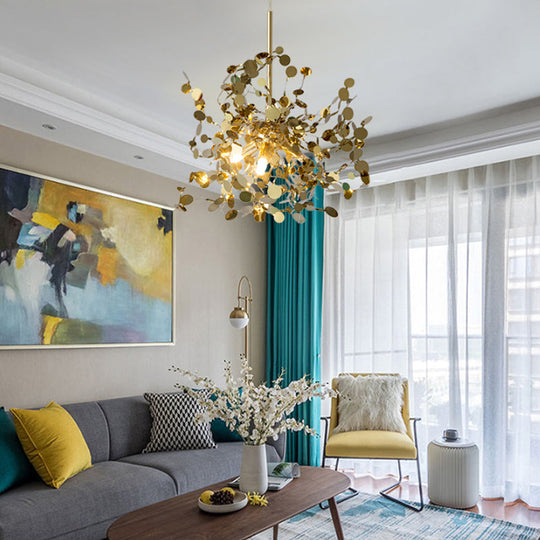 Cecilia - Gold Metal LED Firework Pendant Light for Modern Living Room