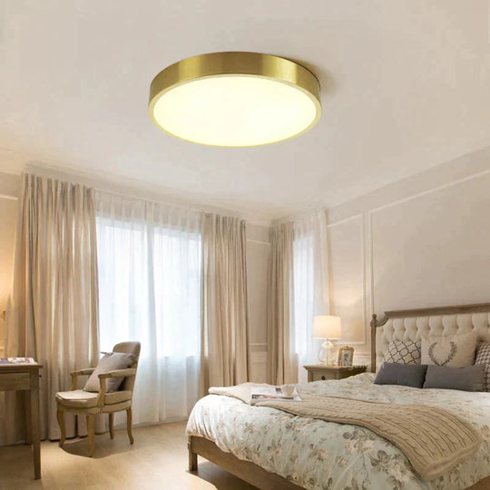 Simple Modern Nordic Corridor Copper Round Led Ceiling Lamp