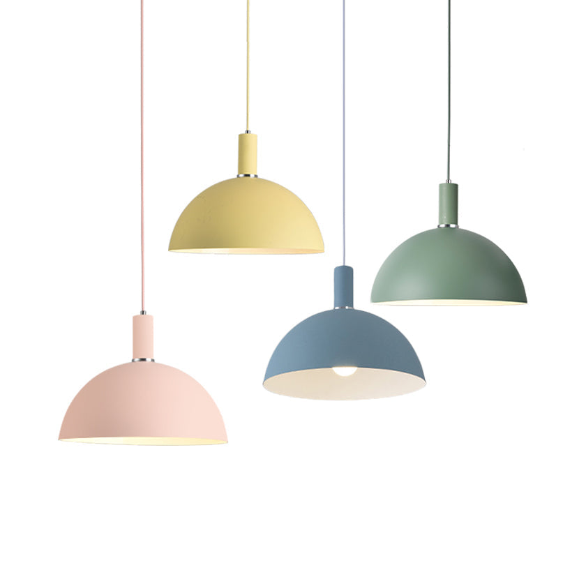 Modern Dome Suspension Light - Aluminum Pendant Lamp With Macaron Candy Colors