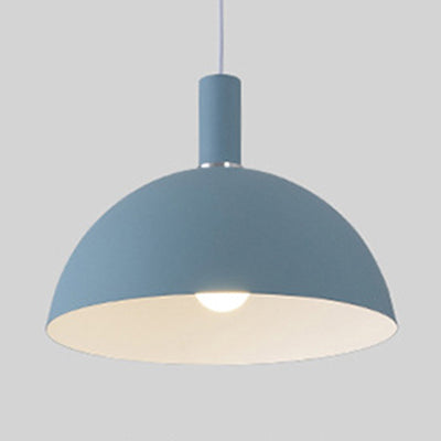 Aluminum Dome Suspension Light: Macaron Candy Pendant Lamp in Blue/Green/Yellow/Pink for Living Room