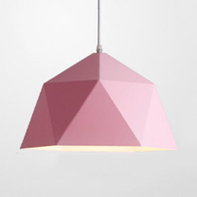 Macaron Style Polyhedral Pendant Light: Metallic Hanging Lamp For Cloth Shop Pink / 10