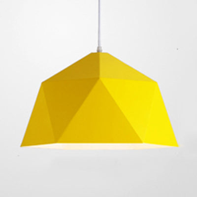 Macaron Style Polyhedral Pendant Light: Metallic Hanging Lamp For Cloth Shop Yellow / 10