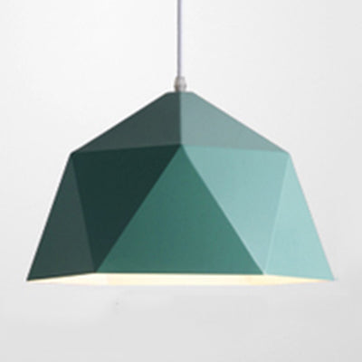 Macaron Style Polyhedral Pendant Light: Metallic Hanging Lamp For Cloth Shop Green / 10