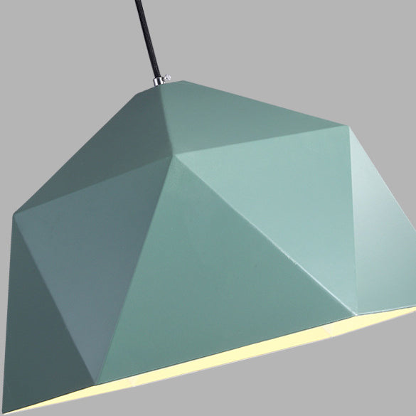 Macaron Style Polyhedral Pendant Light: Metallic Hanging Lamp For Cloth Shop