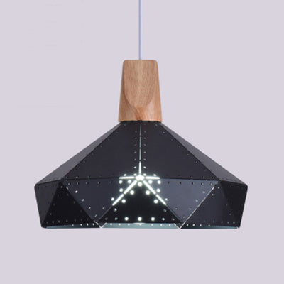 Modern Monochrome Pendant Light - Metallic Diamond Shape in Black/Grey/White - 1 Light – Ideal for Kitchen or Stairway