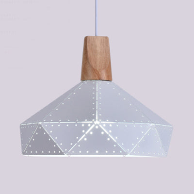 Diamond Shape Pendant Light - Metallic Black/Grey/White Modern Monochrome 1-Light Hanging Lamp For