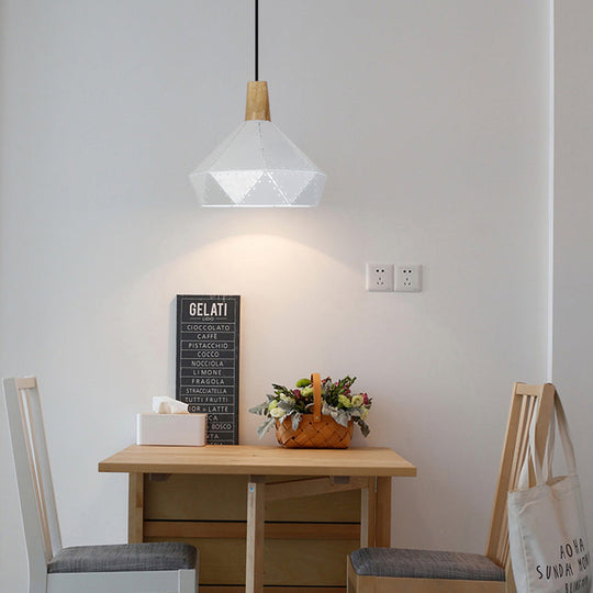 Modern Monochrome Pendant Light - Metallic Diamond Shape in Black/Grey/White - 1 Light – Ideal for Kitchen or Stairway