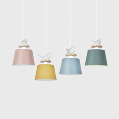 Aluminum Bird Deco Pendant Light With Macaron Shade - Perfect For Kids Bedroom