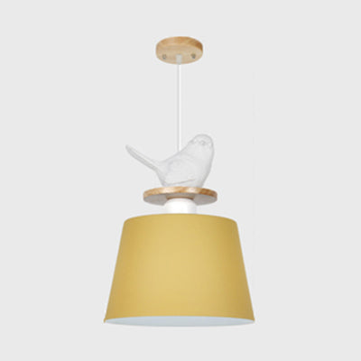 Aluminum Bird Deco Pendant Light With Macaron Shade - Perfect For Kids Bedroom Yellow