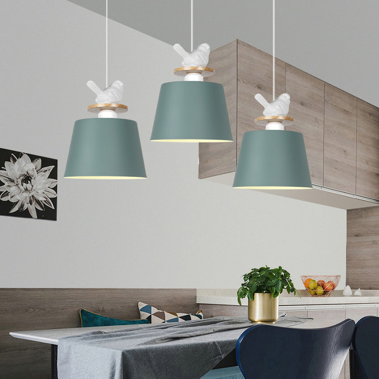 Aluminum Bird Deco Pendant Light With Macaron Shade - Perfect For Kids Bedroom