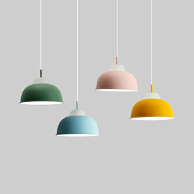 Macaron Loft Bowl Pendant Lamp Hanging Light - Single Bulb Aluminum Design For Nursing Room