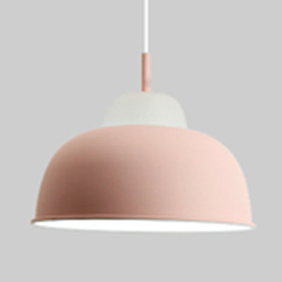 Macaron Loft Bowl Pendant Lamp Hanging Light - Single Bulb Aluminum Design For Nursing Room Pink