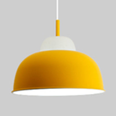 Macaron Loft Bowl Pendant Lamp Hanging Light - Single Bulb Aluminum Design For Nursing Room Yellow