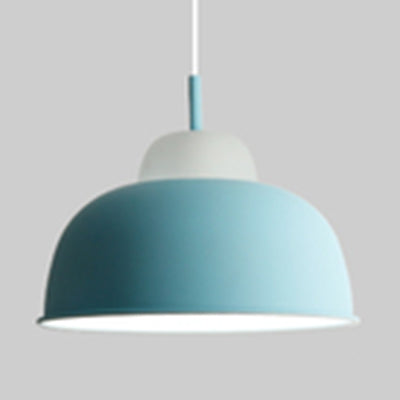 Macaron Loft Bowl Pendant Lamp Hanging Light - Single Bulb Aluminum Design For Nursing Room Blue