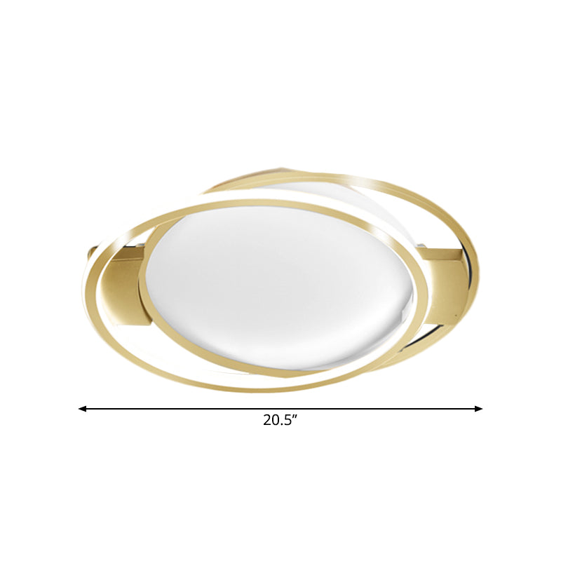 Minimalist Led Gold Dual Ring Flush Mount Lamp In Warm/White Light